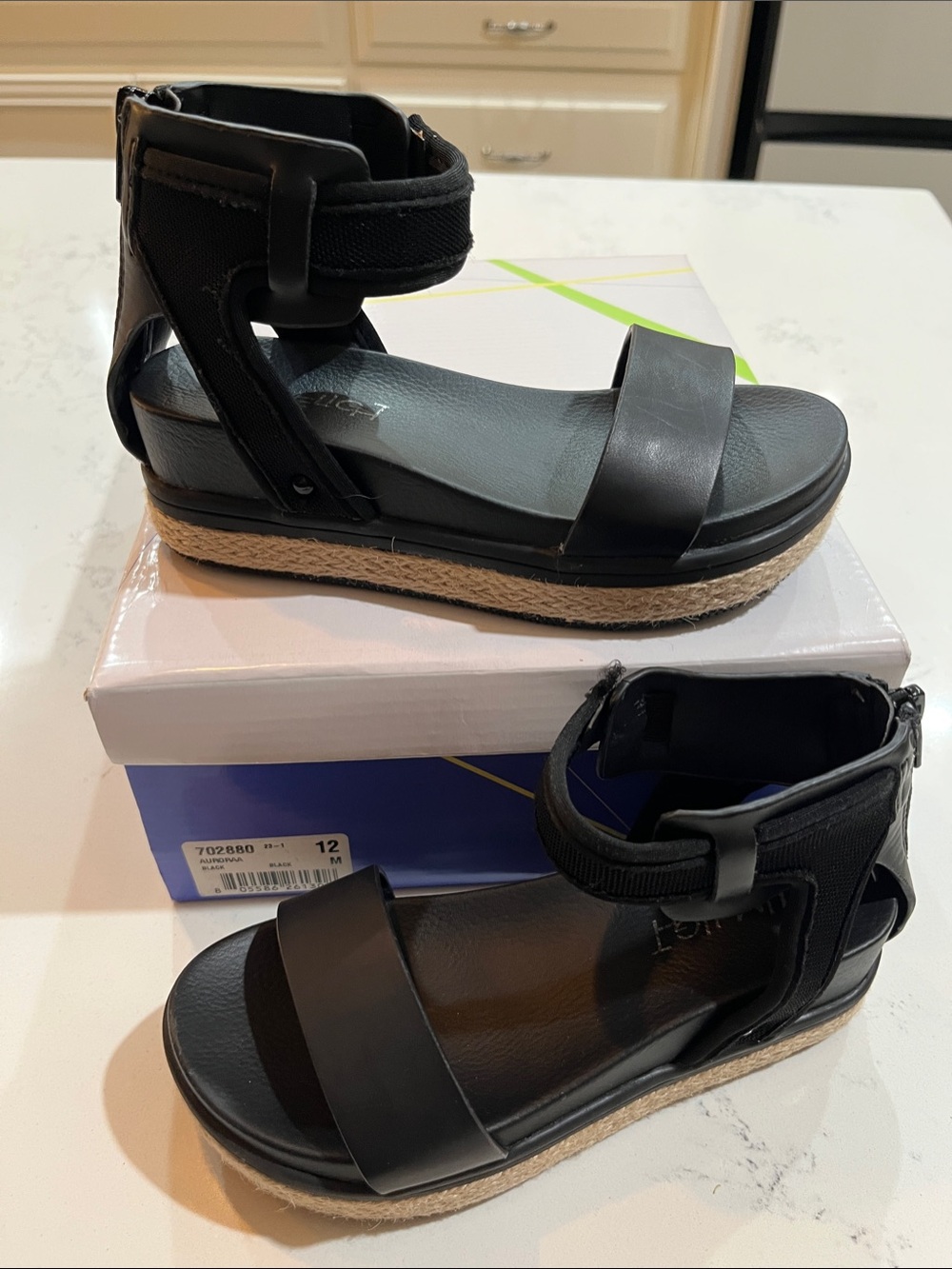 Limelight Black Espadrille Platform Sandals with Ankle Strap